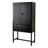 HR CABINET RATTAN PINE BLACK - CABINETS, SHELVES